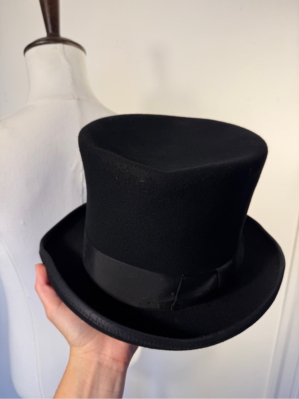 American Collection Vintage Black Wool Felt Top Hat XL USA